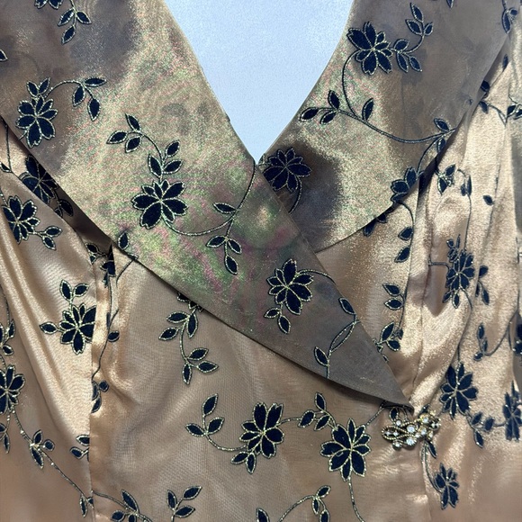 R&M Richards Gold Black Floral Embroidered Sheer Jacket Blazer 14W NWT - Picture 10 of 10